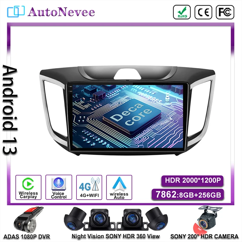 

Android 14 Multimedia Car Player GPS Navigation DVD NO 2DIN Carplay For Hyundai Creta IX25 2015-2019 Auto Radio Stereo Screen