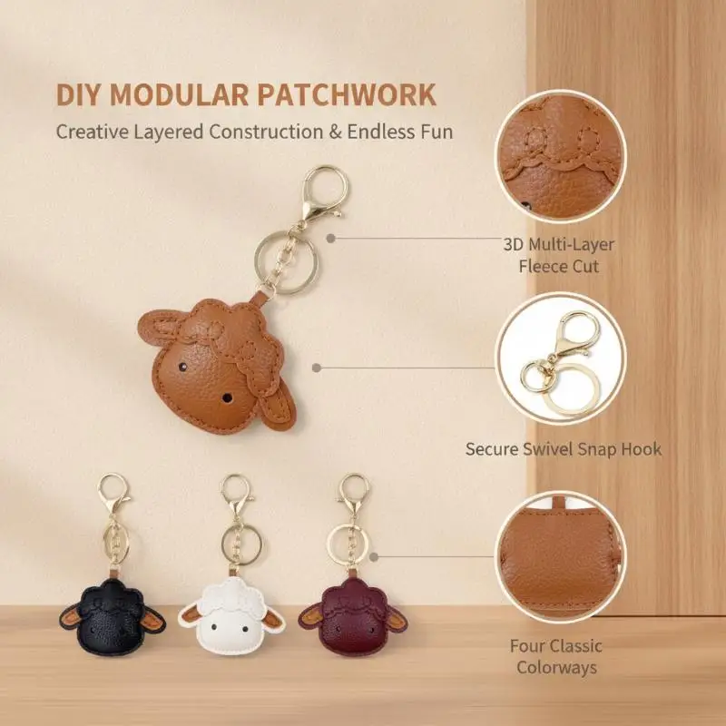 1Pcs Creative Cute Pu Leather Sheep Keychain Cartoon Zipper Lamb Shaped Coin Purse Goat Mini Wallet Bag Charm Key Storage Pouch