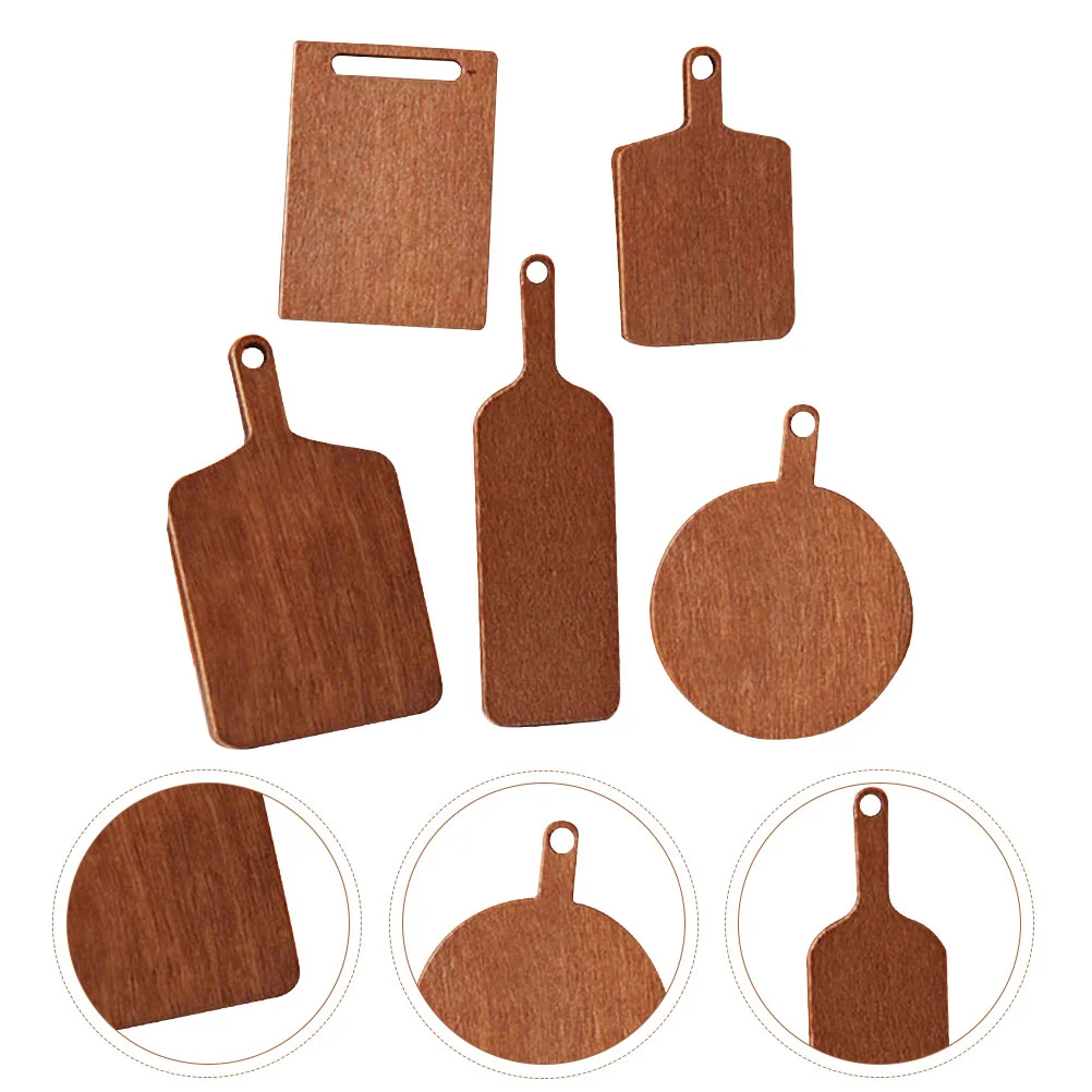 5 Pcs Mini Chopping Board Miniature Cutting Decor Wooden Peel House Tiny Photo Prop Interesting Intelligence Toy