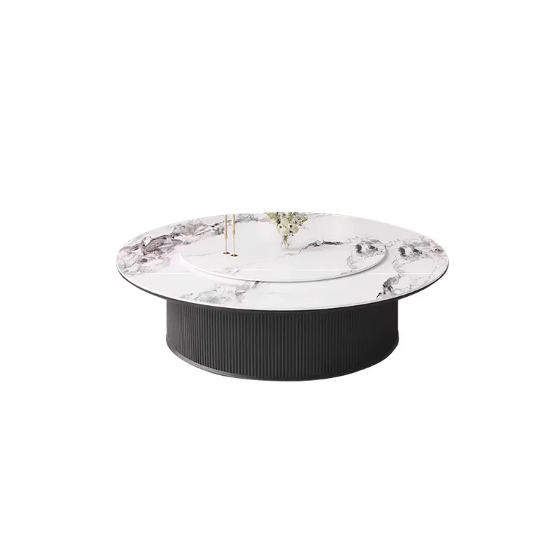 

Hotel electric round 15 people 20 rock slab table and chair combination with induction cooker