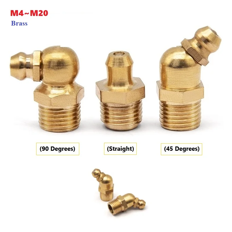 M4 M5 M8 M12 M14 M16 M20 النحاس الحلمة متري الإمبراطوري ذكر الموضوع مستقيم الكوع نوع النفط Zerk المناسب ل بندقية الشحوم #1