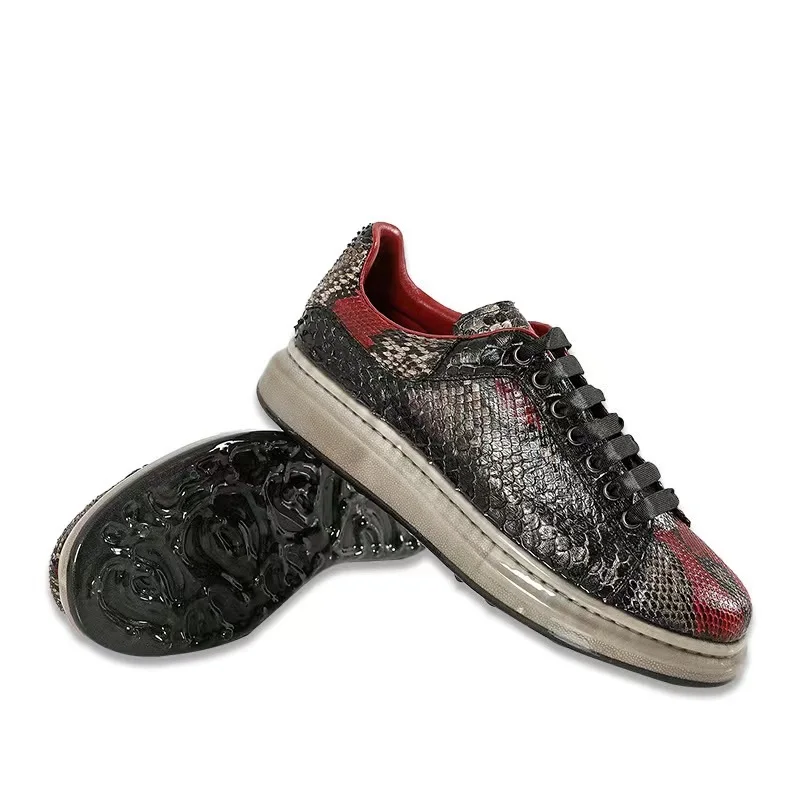 

2023 new arrival Fashion Snake Skin causal shoes men,male Genuine leather Sneaker pdd129