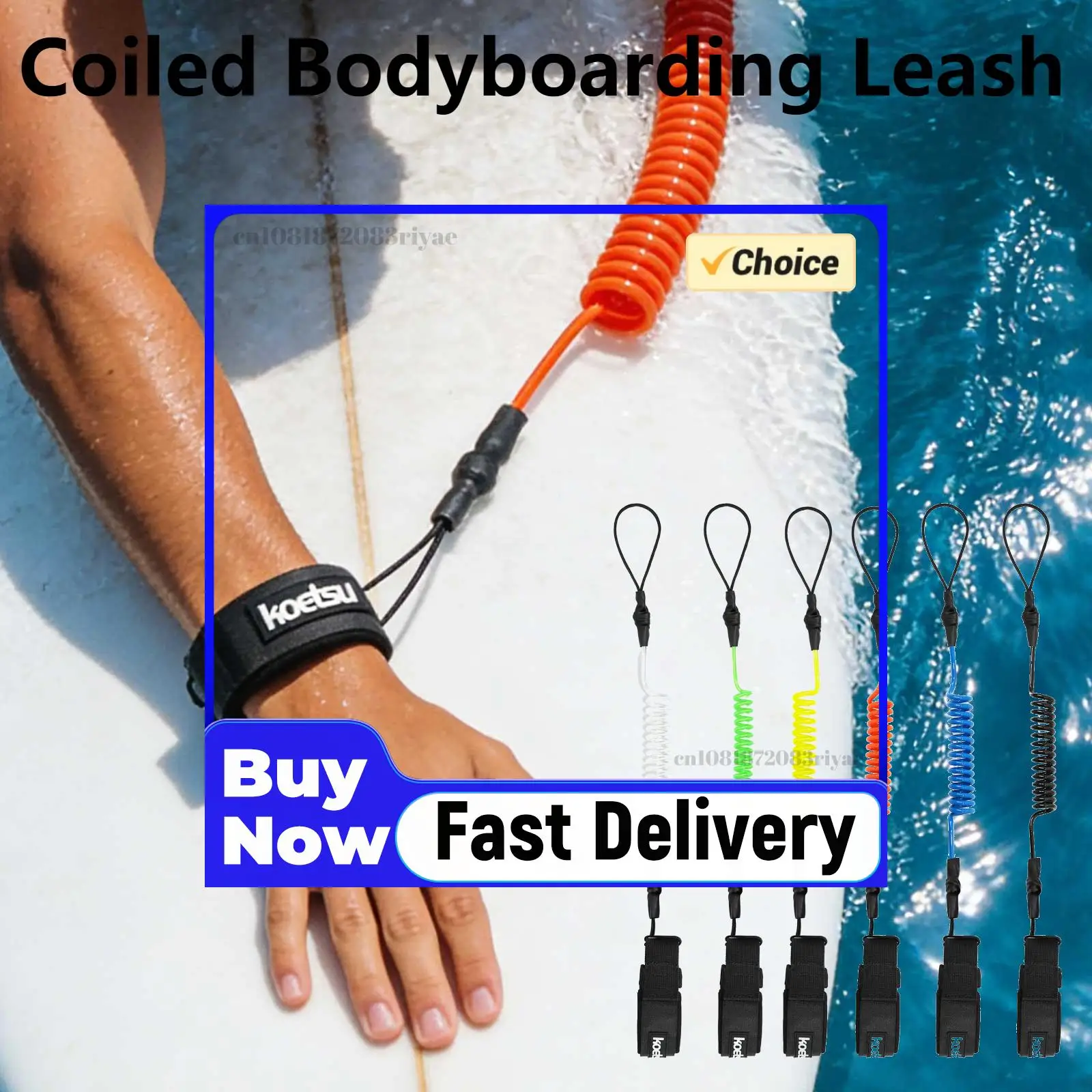 Corda de Segurança para Bodyboarding em TPU, Corda Forte para SUP, Corda Elástica para Tornozelo, Faixa de Segurança para Treinamento e Exercício