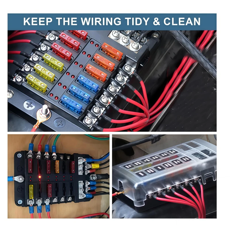 【MO】6/12 Way Blade Fuse 12-24V Car Boat Fuse Box Holder With Plastic Cover For Power Panel Board Camper Fuse1/2PCS