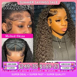 Wow Angel 250% HD Lace Frontal Wigs 13X6 Water Wave Wigs 13x4 Lace Frontal Wigs Pre Plucked Curly Wig Human Hair Wig For Woman