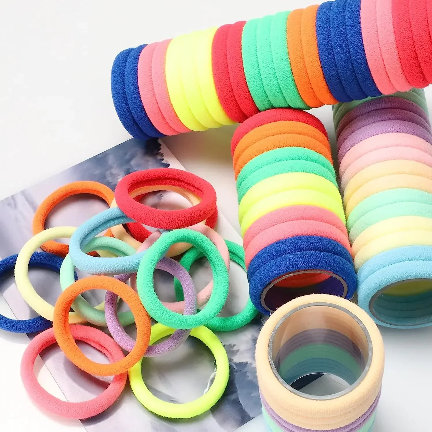 50-200pcs Girls Solid Color Big Rubber Band Ponytail Holder Gum Headwear Elastic Hair Bands Korean Hair Accessories Ornaments