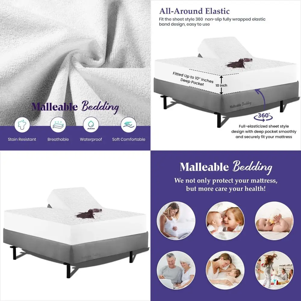 

California King Split Mattress Protector - 100% Cotton, 36 Down, Fits Up to 10 Pocket, Easy Wash, Vinyl-Free