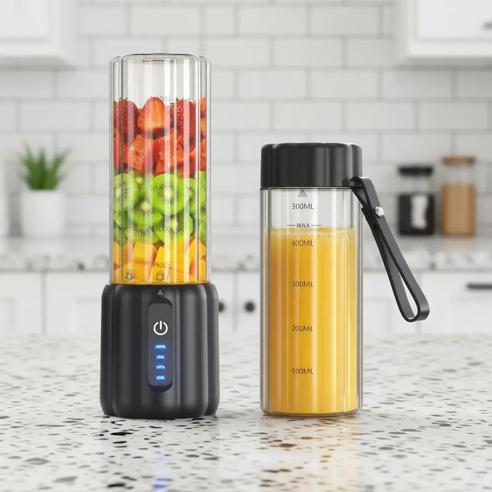 

Portable Blender, 17 Oz Small Smoothie & Shake Maker with 6 Blades, USB-C Rechargeable Personal Blender with LED Display, Travel