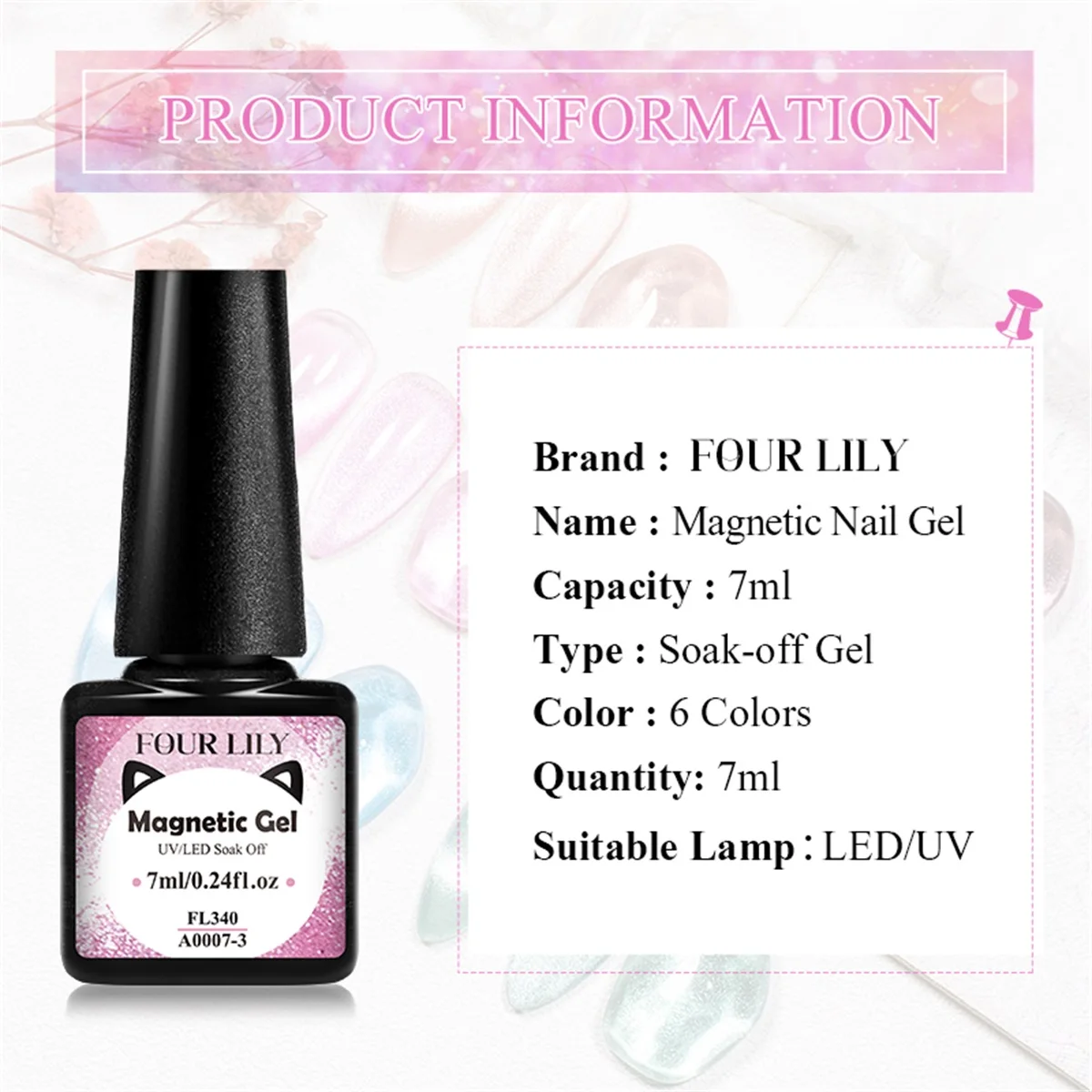 7ml Shiny Cat Magnetic Gel Nail Polish Pink Glitter Semi Permanant Soak Off UV LED Gel Varnish For Manicure DIY Nail Supplies