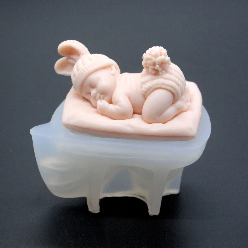 3D Baby Sleeping Shape Silicone Mold Kitchen DIY Fondant Cake Baking Chocolate Mold Handmade Soap Candle Plaster Resin Clay Tool