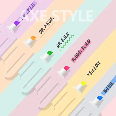 6 st. set kreativa söta tecknade överstrykningspennor skola kontorsmaterial studenter ritmaterial kawaii mini färgpenna 8 best sales mini-överstrykningspennor - №3