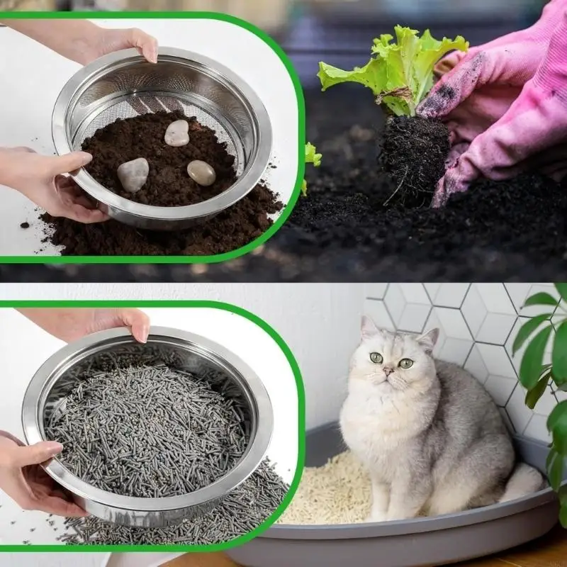 M6CB Soil Sifter Metal Garden Sieve Stainless Steel Meaty Garden Compost Soil Stone