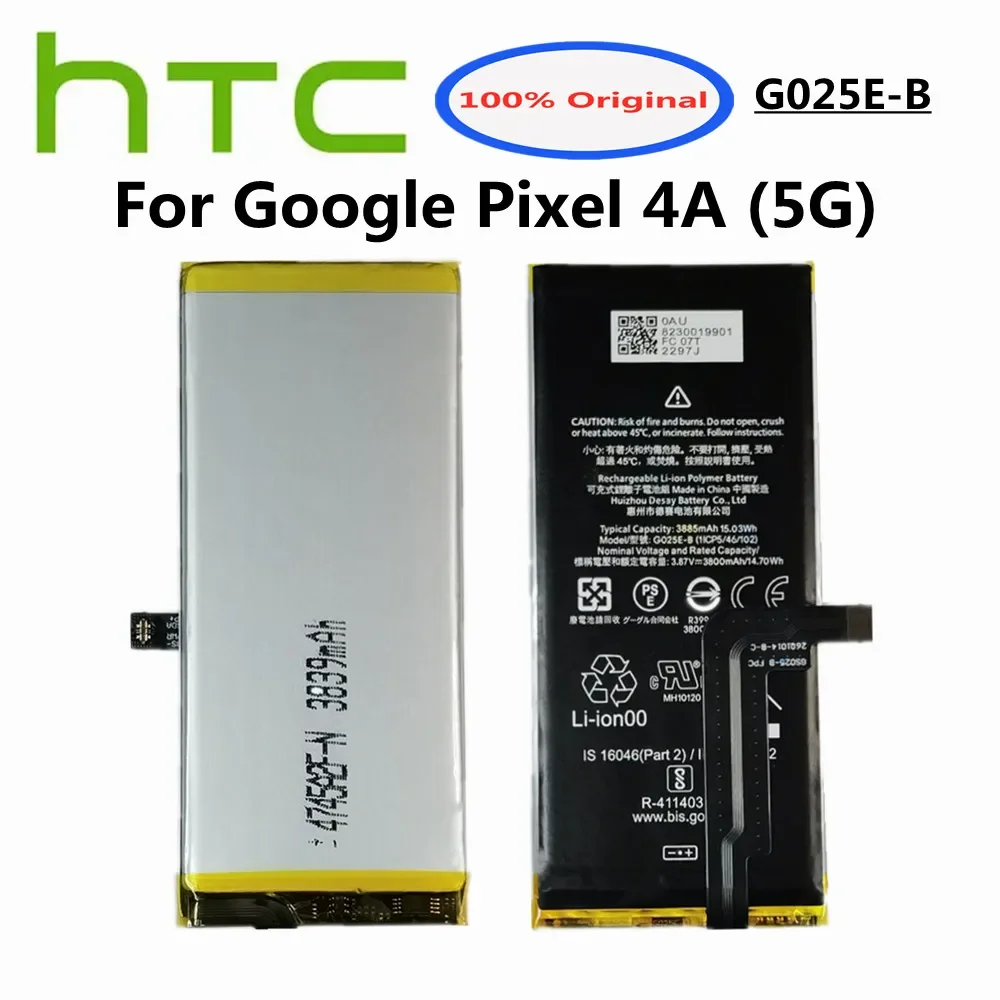 

New G025E-B 100% Original Battery 3885mAh For HTC Google Pixel 4A Pixel4A 5G Version Mobile Phone Replacement Battery Batteria