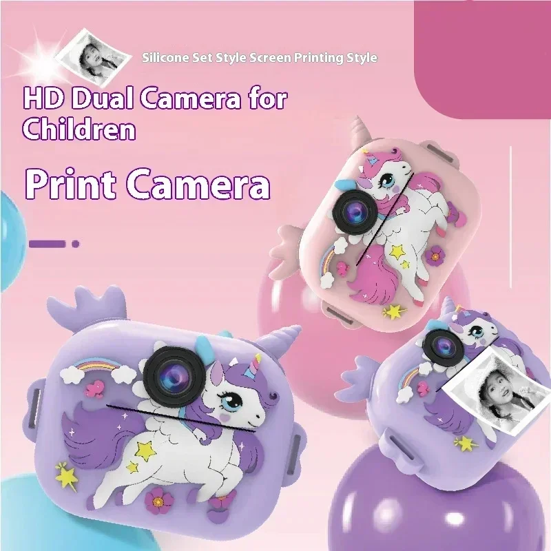 

LISM Printable Camera for Toddler Girls Boys Aged 3-11 Unicorn Dinosaur Instant Print Camera Toy Children Mini Camcorder Gift