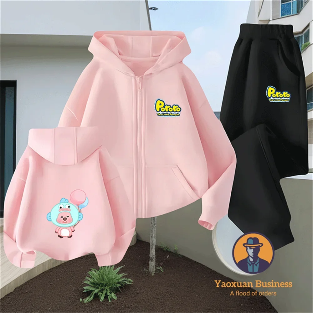 

Детский пуловер Pororo, одежда, толстовки + штаны, комплекты из 2 предметов, детская одежда с героями мультфильмов для мальчиков, одежда для девочек