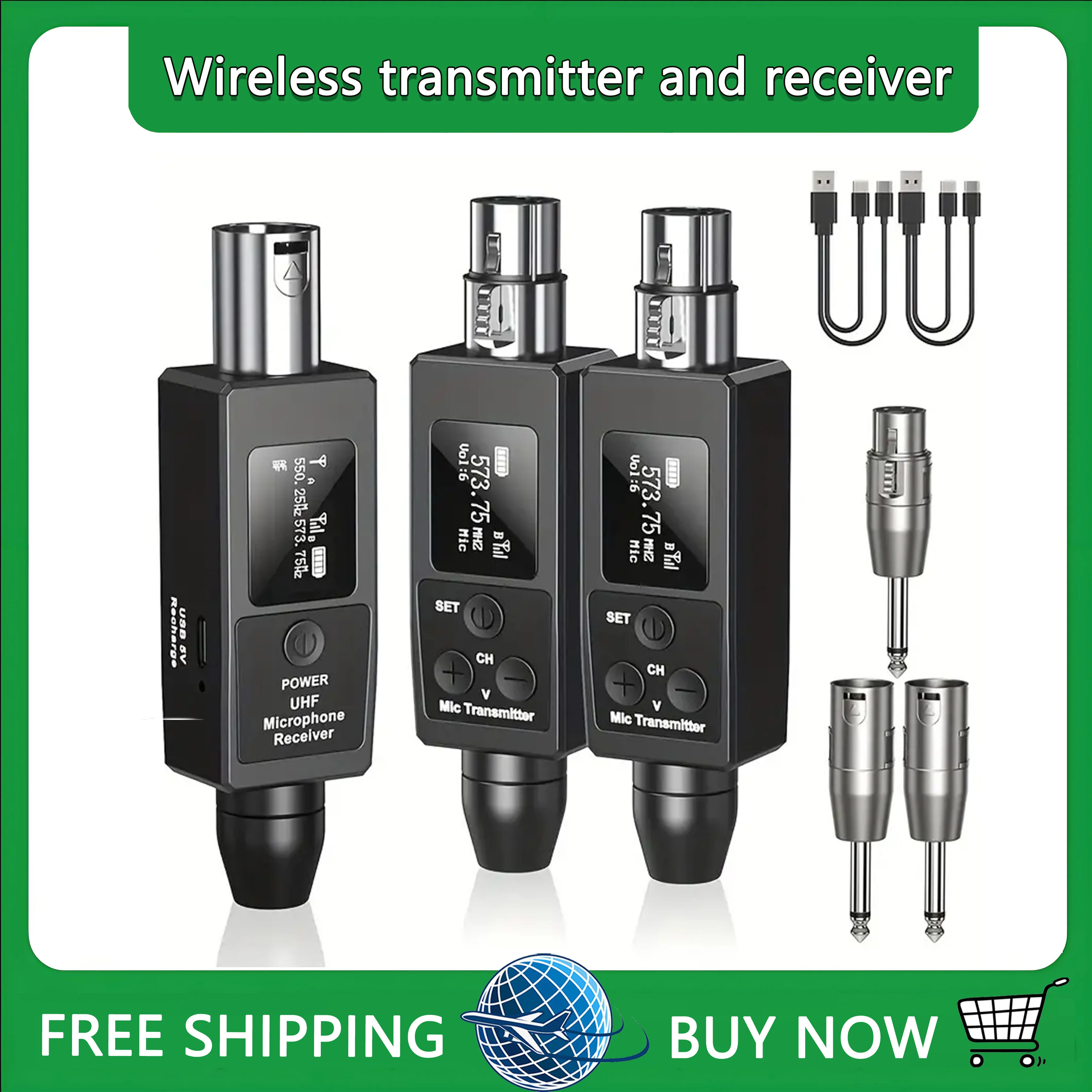 

Wireless Microphone Converter XLR Transmitter and Receiver Microphone Wireless System for Dynamic Microphone Wired to wireless