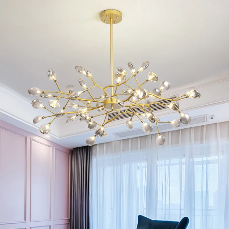 Nordic Metal Gold Paint Warm White Chandelier Simple G4 Lighting Bedroom Restaurant LED Matte White Glass Hang Lamp Deco Fixture