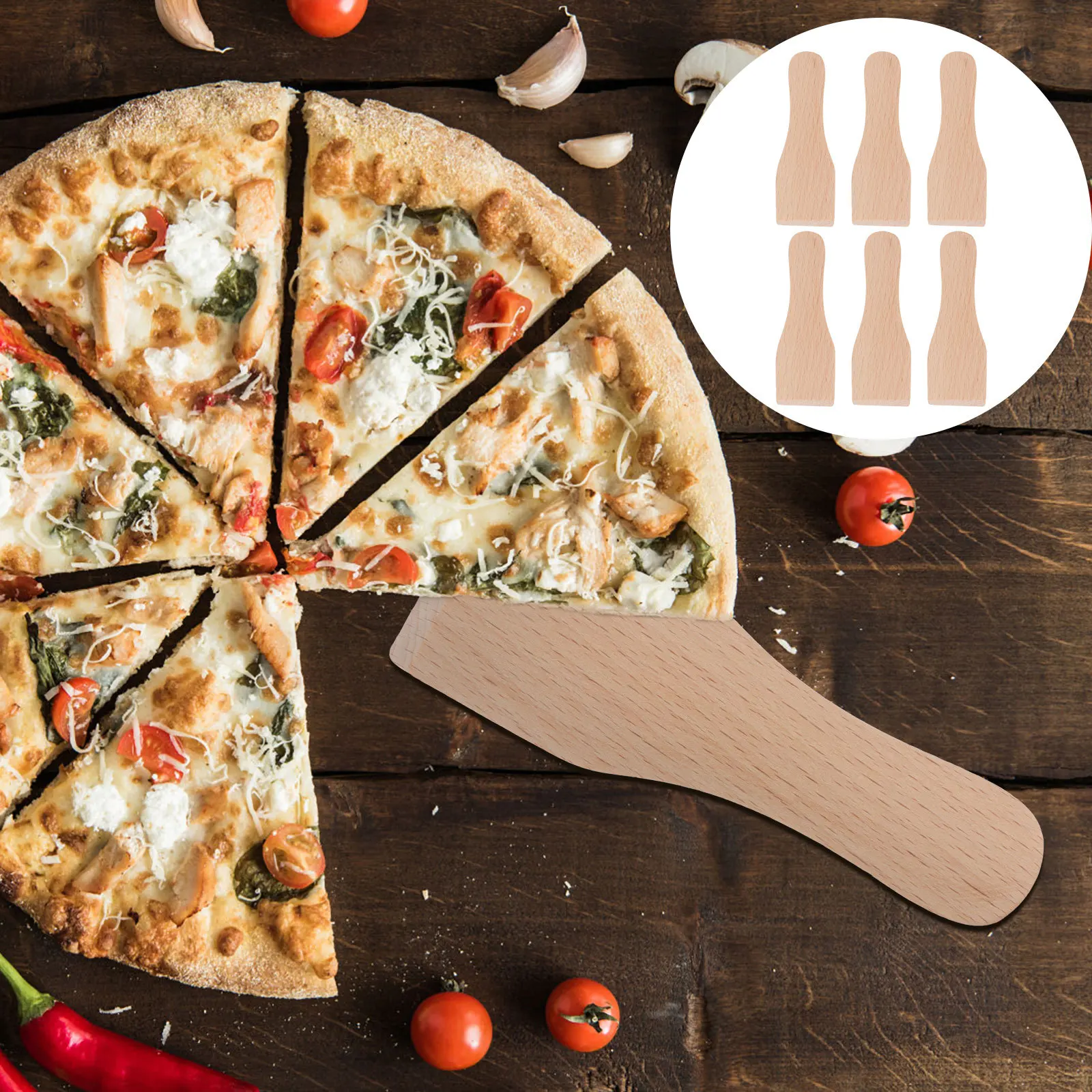 

6Pcs Wooden Spatula Multi-Purpose Heat-Resistant Kitchen Scraper Cooking Baking Tool Non-Stick Kitchen Utensils