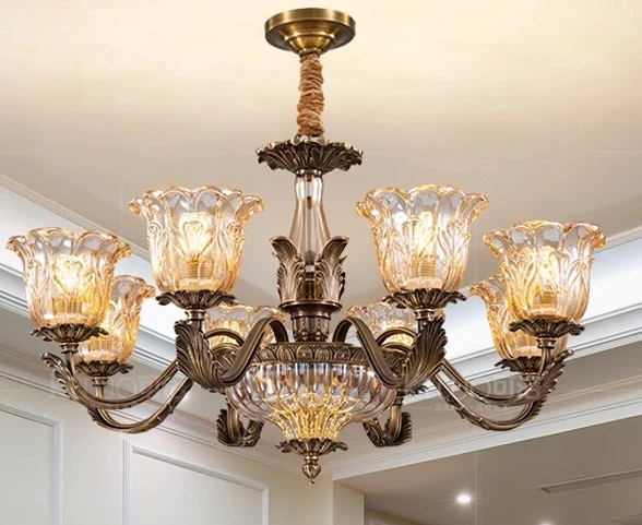 

Американская элитная классическая люстра для зала, столовой, спальни, полностью медная люстра