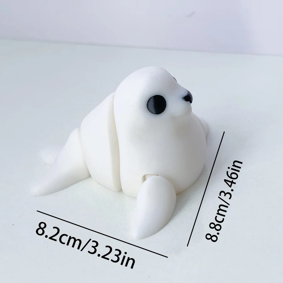 3d Printing Cute And Cute White Seal Model Swinging Plastic Ornament With Movable Joints Creative