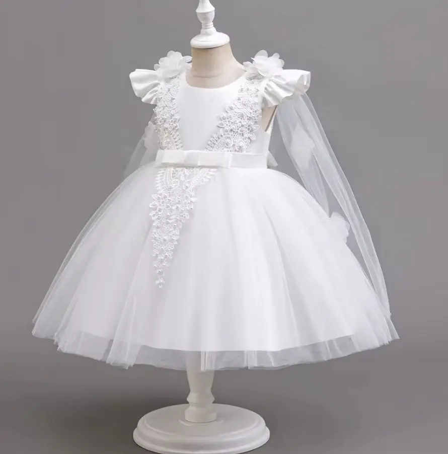 Girl Wedding Dress Child White Birthday Dresses Kid's Festive Clothes Girls' Autumn Clothes