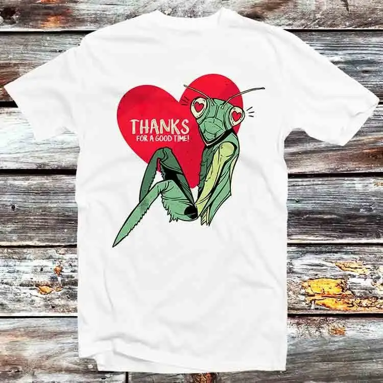 Praying Mantis Funny Sarcastic Man Eater Cute Insect Dark Humor T Shirt Vintage Retro Cool Cartoon Anime Manga Top B1422