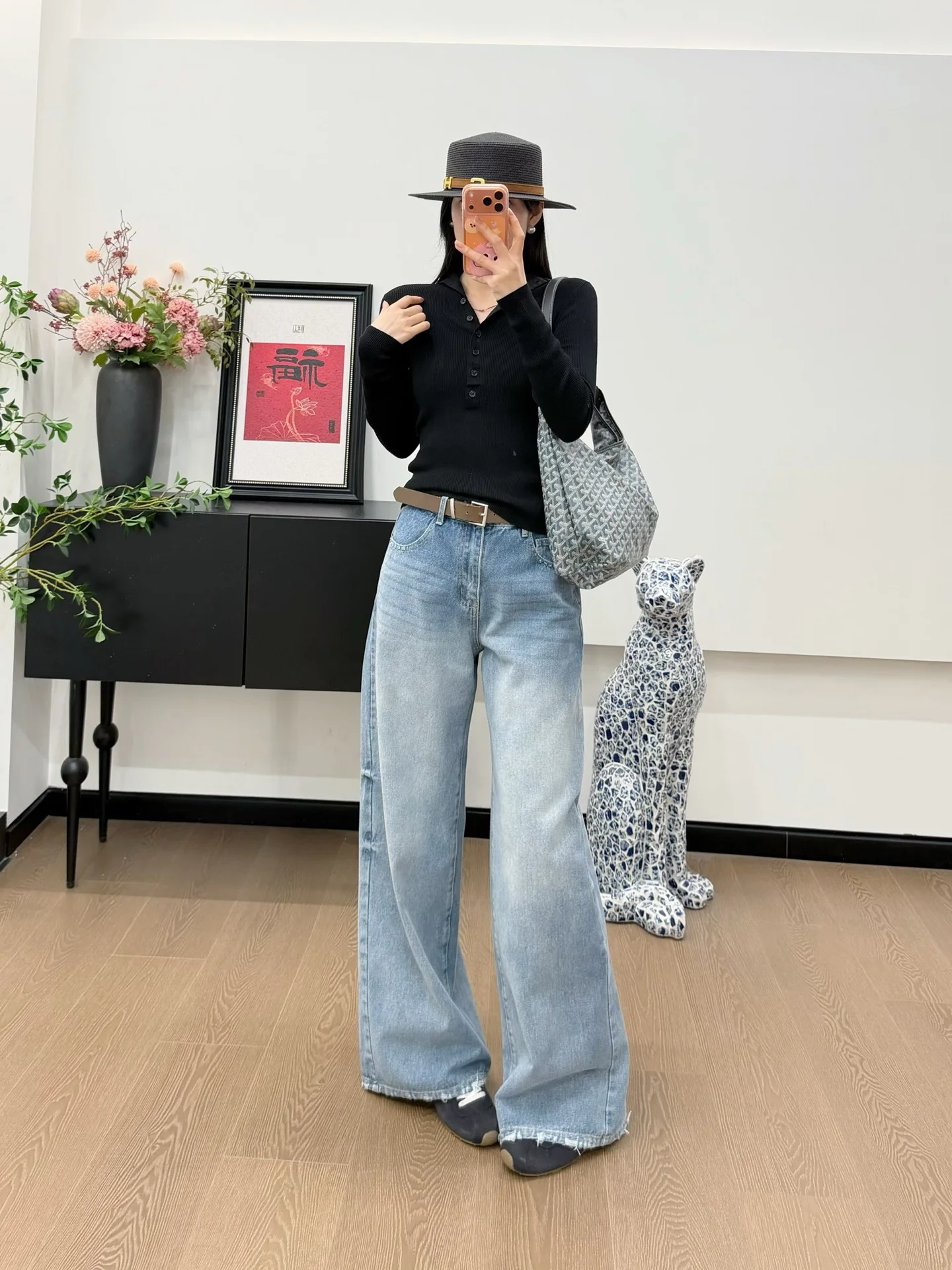 

Женские джинсовые брюки свободного кроя в стиле ретро JN, повседневные, с высокой талией, на молнии, модные, широкие штанины