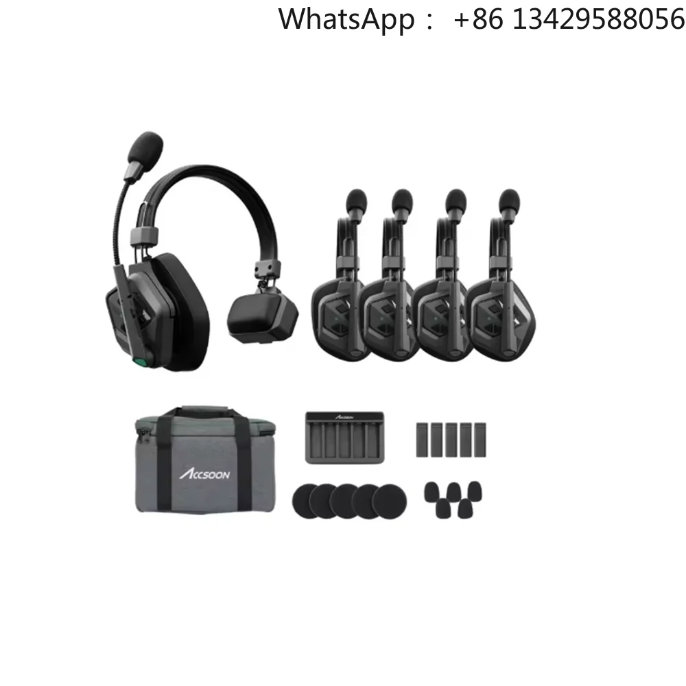 Newest AccSoon CoMo II 1.9GHZ 400m Full Duplex Range ENC Noise Canceling Condenser Microphone Wireless Intercom Headset for Film