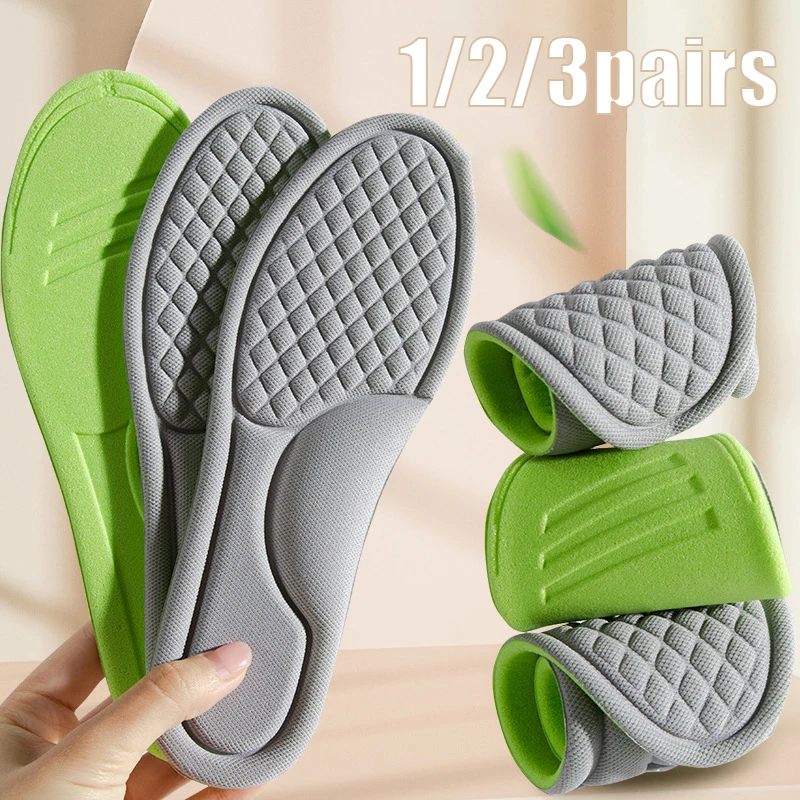 Breathable Ergonomic Sweat Absorbing Light Weight Shoe Insole Soft Shock-absorbant Flat Foot Sneaker Insoles for Women and Men