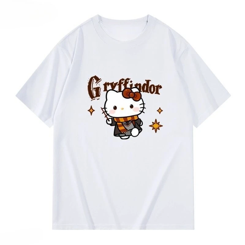 Harry Potter Gryffindor collaborados con Sanrio Canela Perro Pudding Perro Kitty Camisetas para Algodón Puro Hombre Mujer Verano