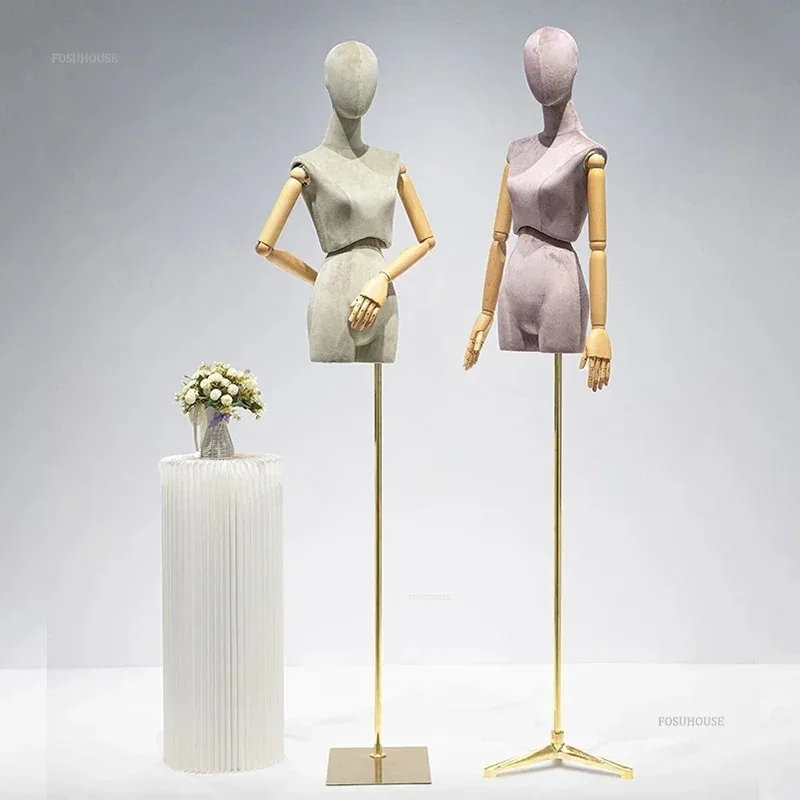 

Female Half-length Mannequin for Women's Clothing Store High-end Suede Mannequin Colorful Mannequins Props Window Display Stand
