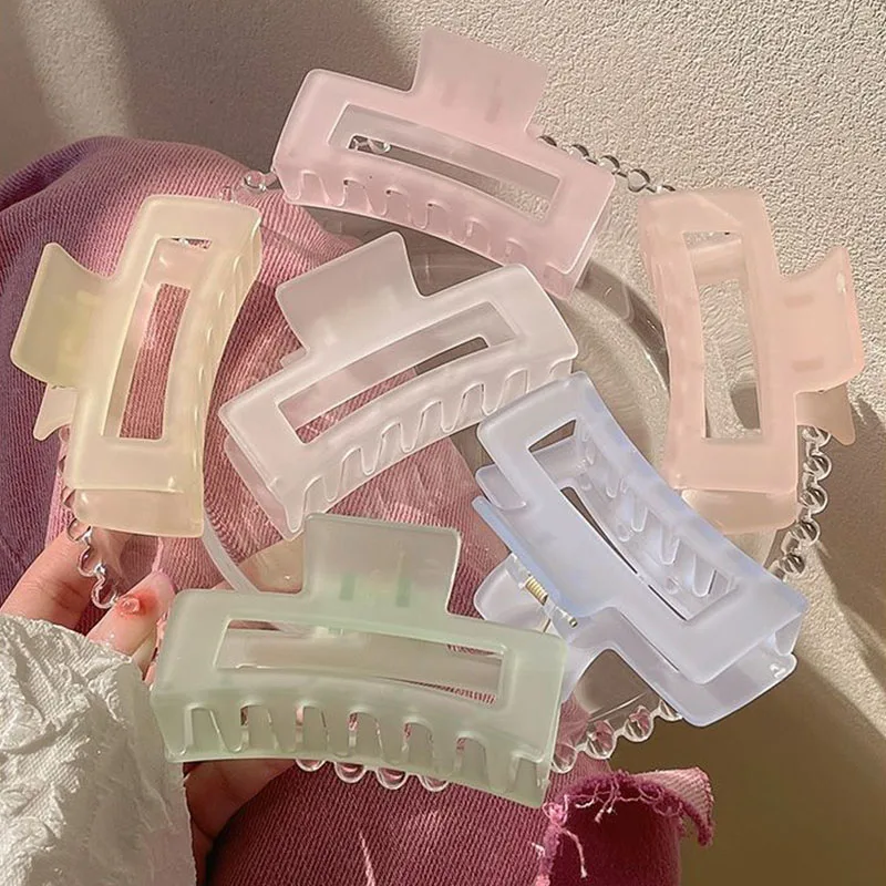 جديد إمرأة أنيق شفاف متجمد مستطيل مخلب شعر سيدة حلوة الشعر تزيين مقاطع الشعر مسننة موضة إكسسوارات الشعر