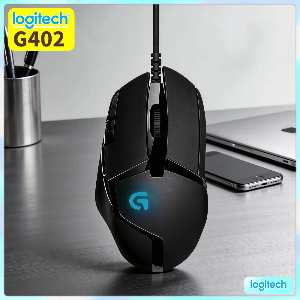 High-Speed Logitech G402 Mouse 8 Programmable Buttons 20M Clicks 4 DPI Settings 1Ms Report Rate For PC & Laptop Gamers