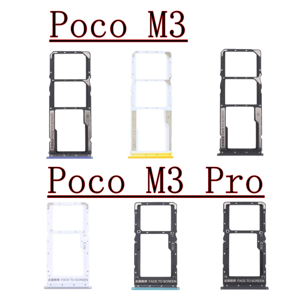 Dual Chip SIM Card Tray For Xiaomi Poco M3 Pro PocoM3Pro 4G/5G Phone SIM1 + SIM2 Card Tray Part