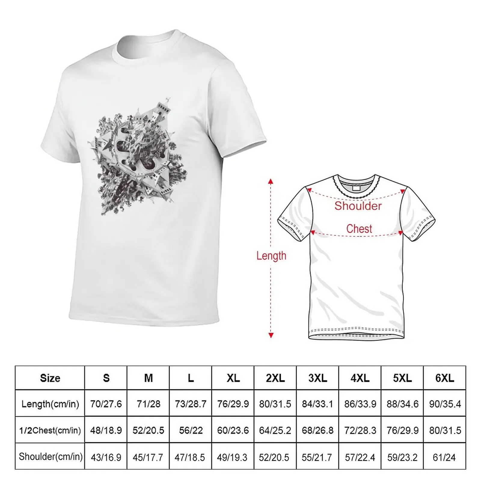 New M.C. Escher - Double Planetoid T-Shirt Short sleeve tee plain t-shirt mens graphic t-shirts funny