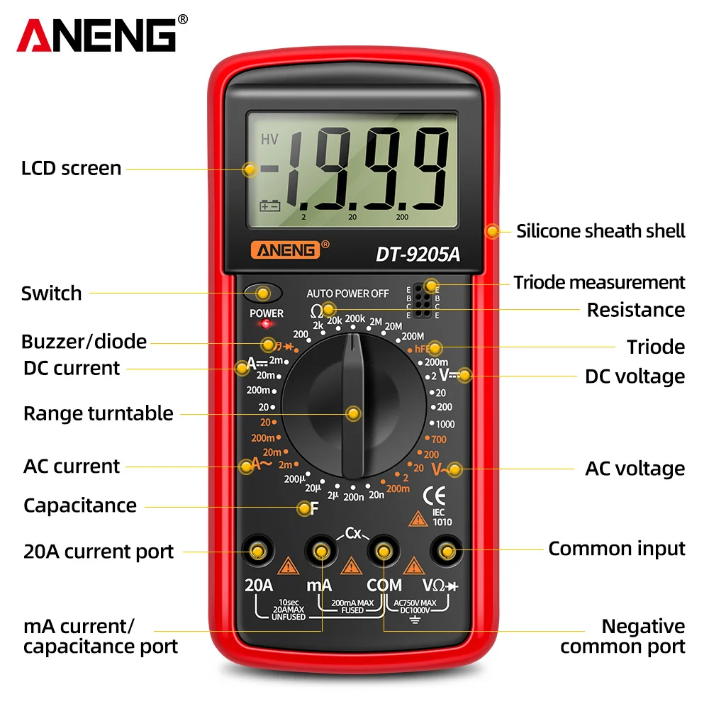 Digital Multimeter Profesional AC/DC Voltage Current Test ANENG Capacitance NCV Resistance Ohm Electrical Test Meter Tools image 5