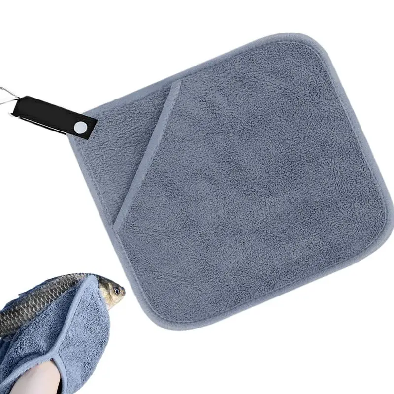 Portable Buckle Fishing Towel With Thickened Anti-slip Dual-layer Hand Wiping Properties Absorbent Towel Outdoor Fishing Tool