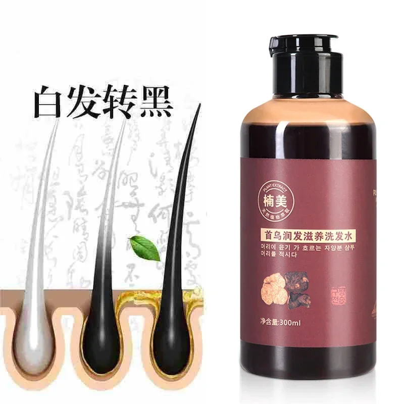 

300ml Polygonum Multiflorum Effective Grey Hair Remover Anti White Hair Treatmen White To Black Shampoo Herbal Polygonum Shampoo