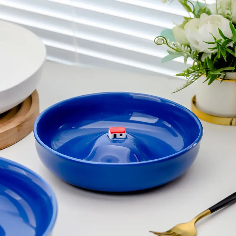 Creative Ceramic Plates Vegetable Household Ins High Value Deep Plates Deepened and Thickened High Sense Soup Plates Inte