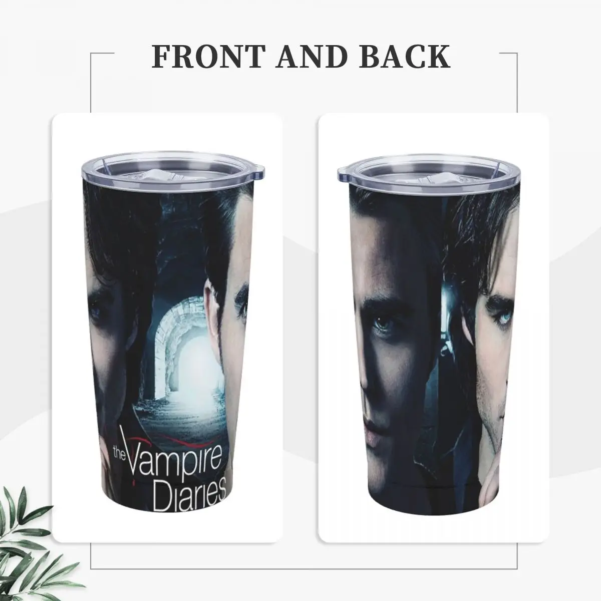 The Vampire Diaries Tumbler Vacuum Insulated Damon Salvatore Stefan Salvator Thermal Cup Stainless Steel Car Mugs Water Bottle