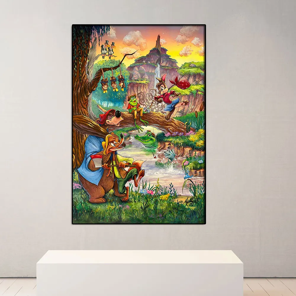 

Splash Mountain Canvas Rabbit Posters Disney Cartoon Prints Fox Bear Wall Art Painting Disneyland Cuadros Home Room Decoration