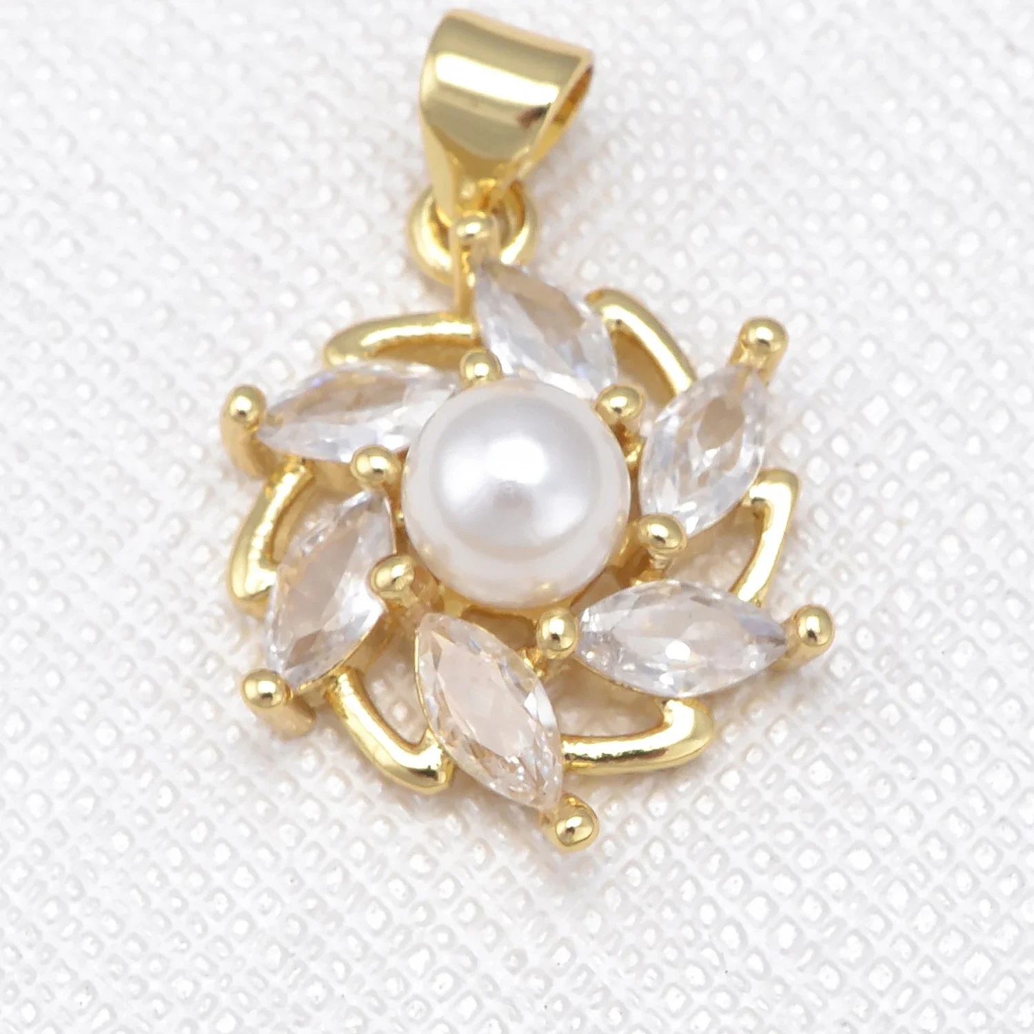 13Pcs Inlay Zircon Imitation Pearl Pendant Diy Jewelry Necklace Making Eyes Pineapple Flowers Virgin Windmill Hollow Accessories