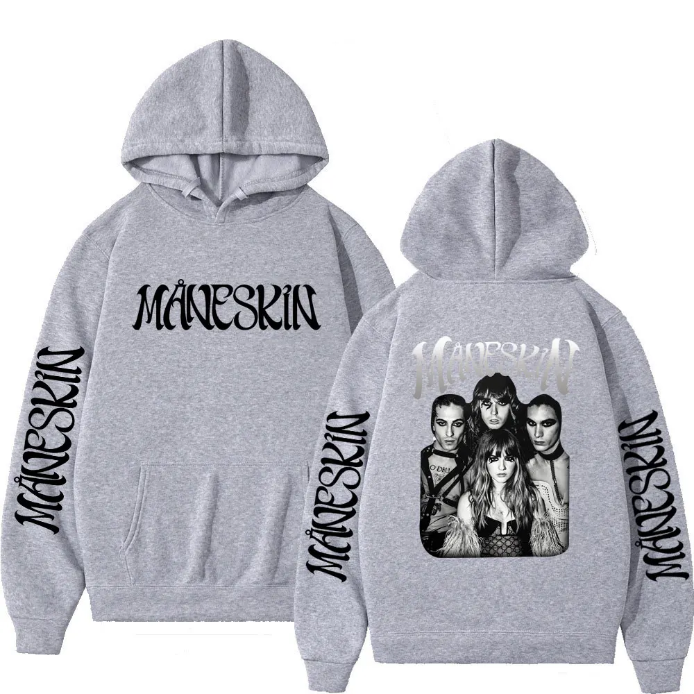 Italian Rock Band Maneskin 2023 World Tour Hoodie Fashion Retro Men Women Fleece Long Sleeve Oversized Casual Hoodies Streetwear