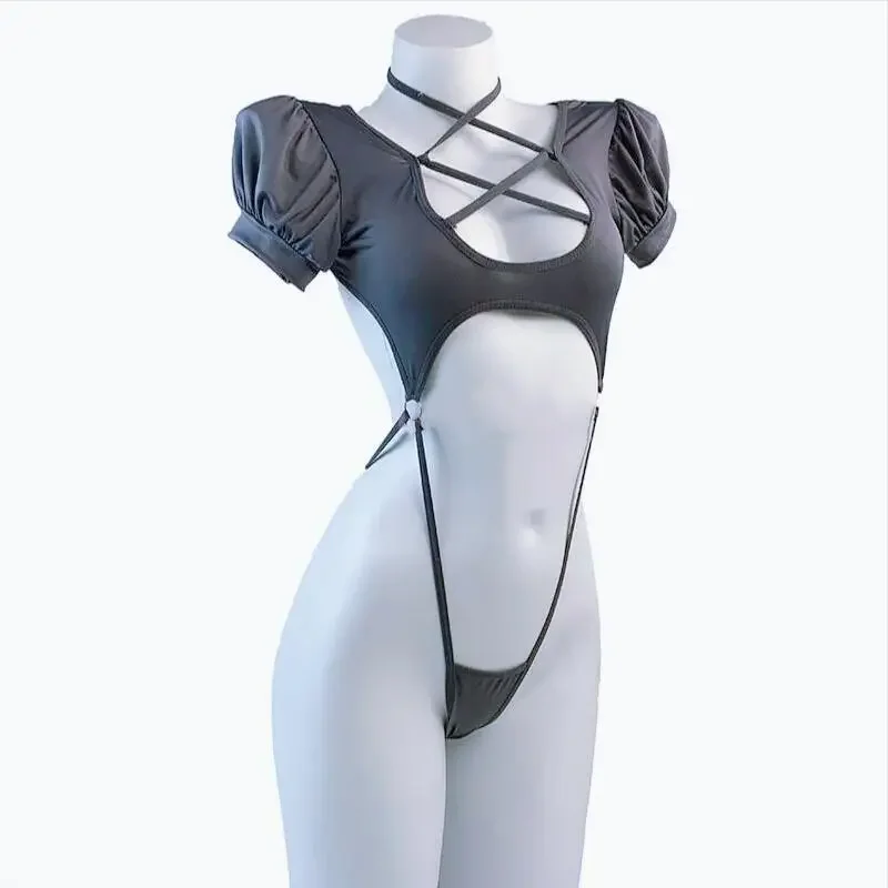 Сексуальный комплект нижнего белья с открытой спиной и бретелями, цельный костюм бикини, женские пижамы, нижнее белье, униформа, косплей