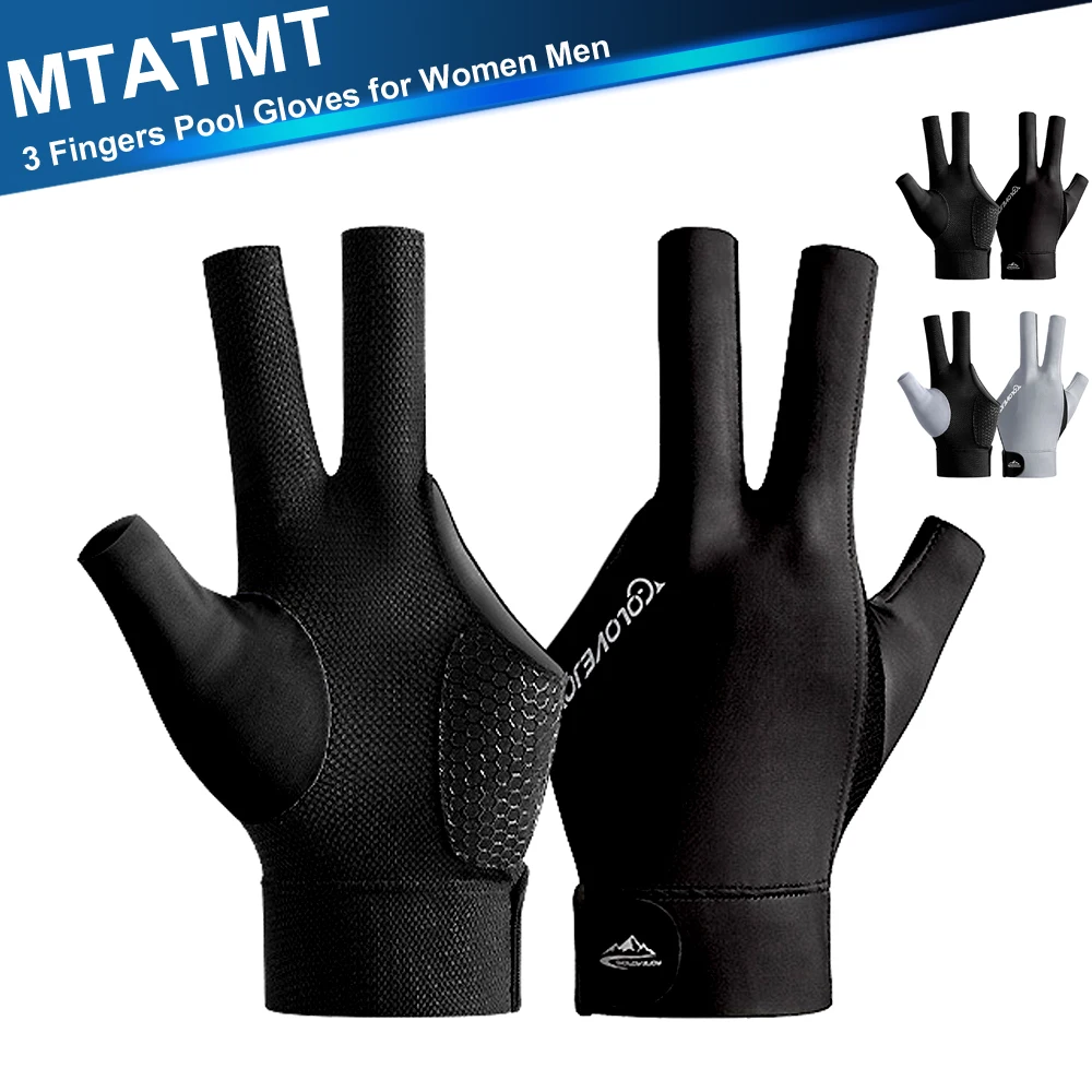 

MTATMT 1Pcs 3 Fingers Pool Gloves Elastic Billiards Right or Left Hand for Women Men Billiard Shooters Sports Accessories