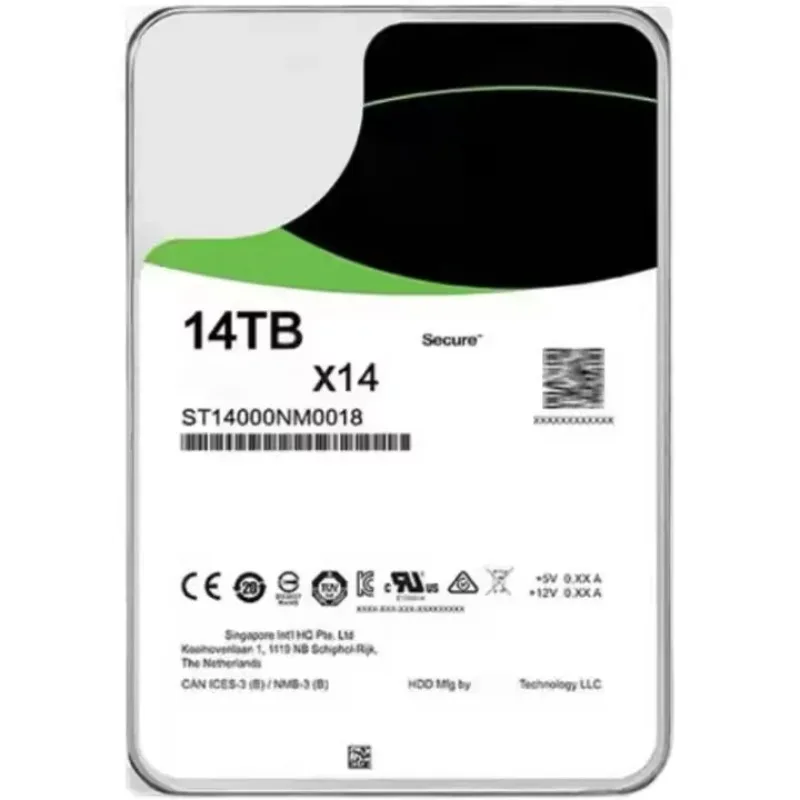 

2pcsHigh Quality St14000Nm0018 14Tb Hdd X14 Sata 6Gb/S 700Rpm 3.5 Inch 14T Enterprise Hard Disk Drive