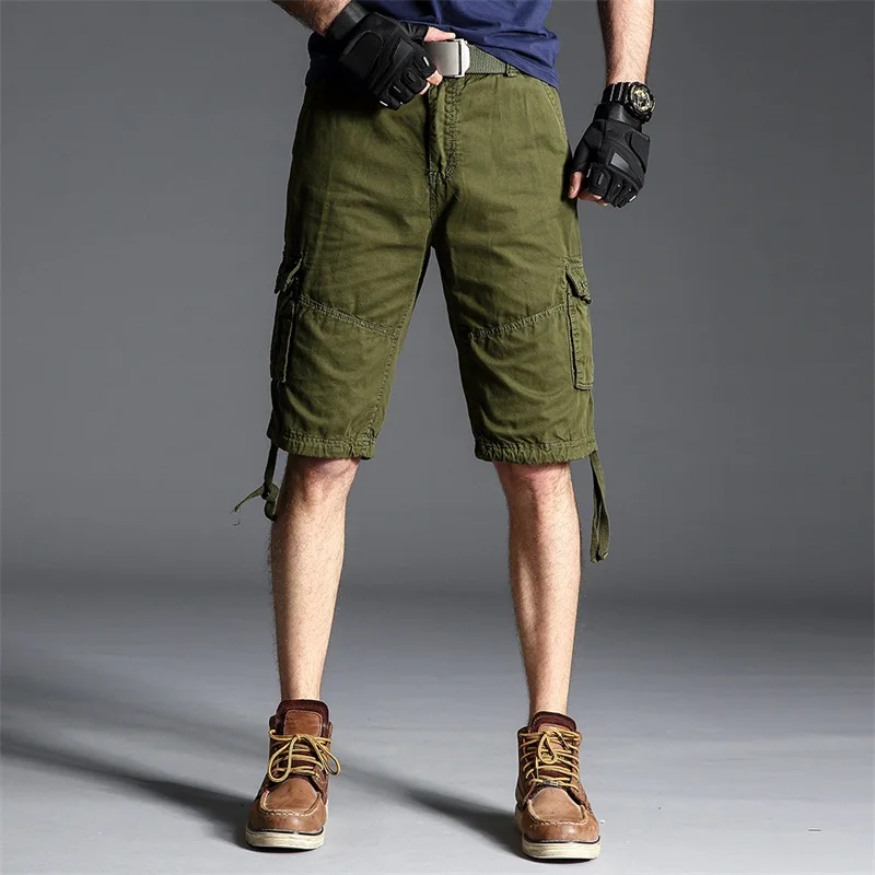 

Summer Men Cargo Shorts Cotton Loose Solid Casual Straight Fashion Outdoor Sports Gym Jogger Short Cargo Pants For Men