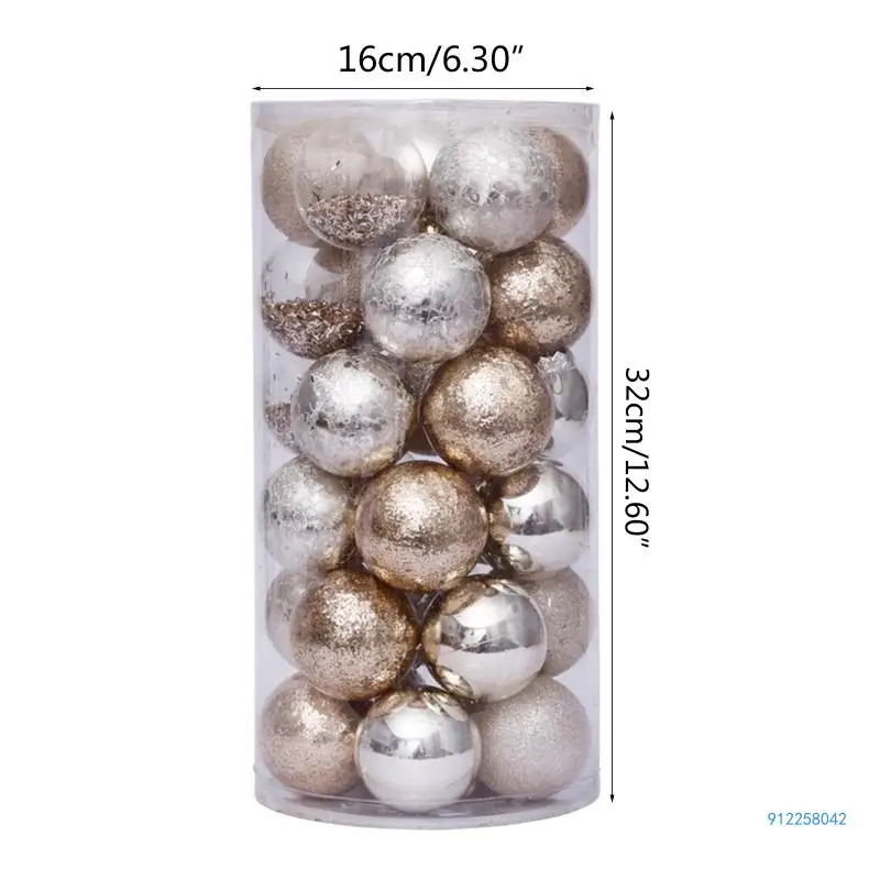 30 Uds. Bolas Navidad 6cm decoración colgante transparente dorado adorno árbol Navidad Envío Directo