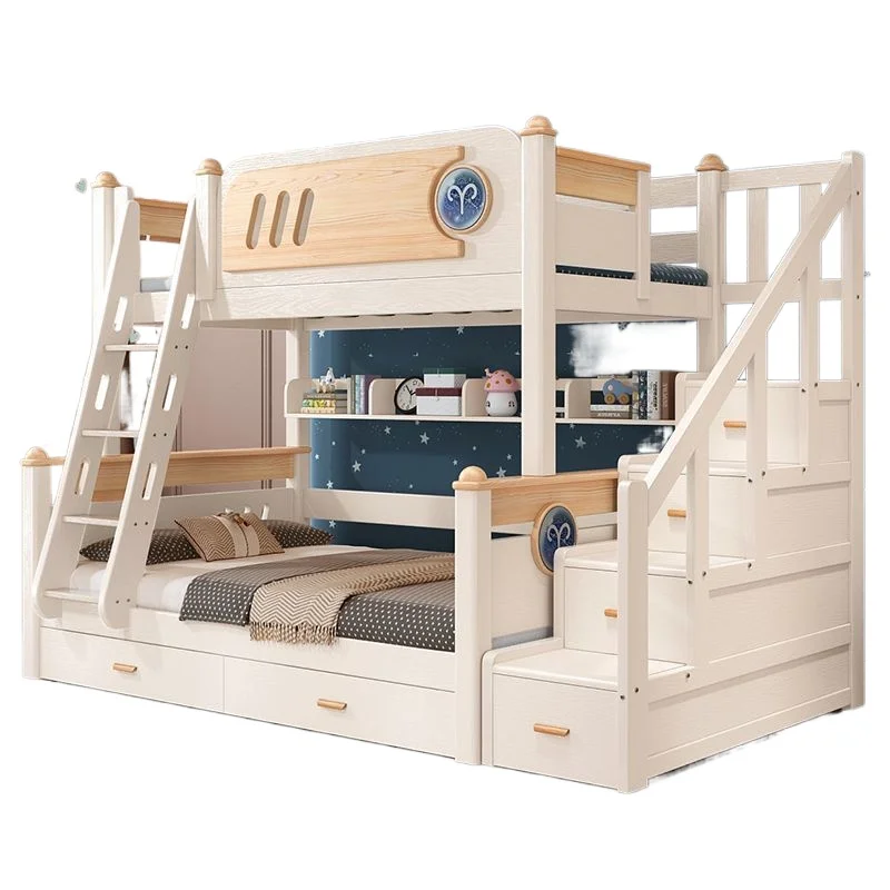 

Wood up and down beds, solid wood American high and low beds, bunk beds Multifunctional children's beds, adult double beds