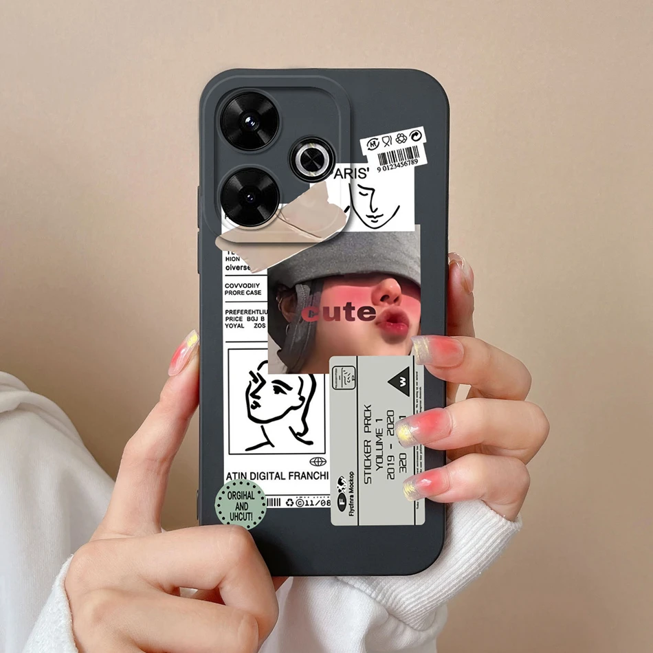 Covers For Redmi 13 4G Phone Case Cute Cartoon Camera Protection Carcasa For Xiaomi Redmi13 Anti Choc Liquid Silicone Back Cover